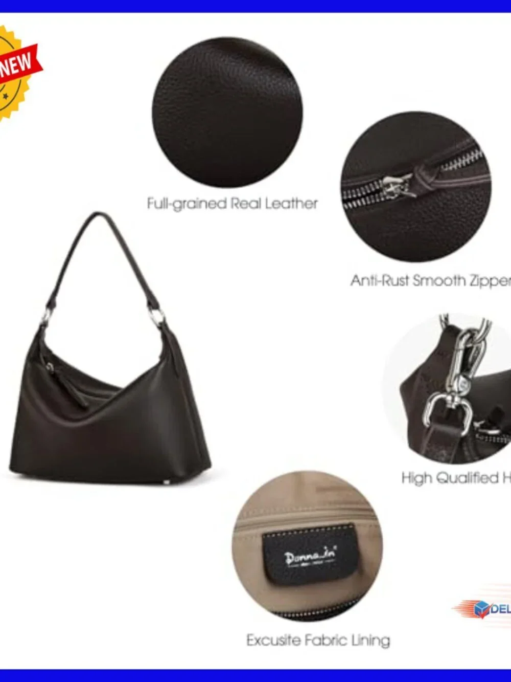 Genuine Leather Hobo Bag Small Crossbody Shoulder Bag Adjustable Strap
